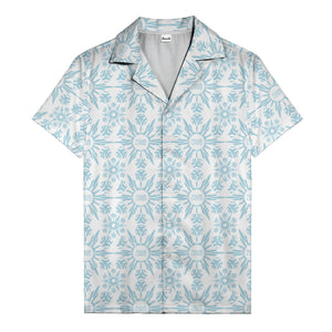 watercolor palm leaf repeat tropical hawaiian shirt for men