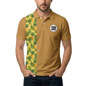 Illustrated Tropical Pineapple Leaf Polo Shirt for Sunny Summer Vacations