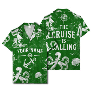 anchor octopus compass nautical adventure hawaiian shirt for men