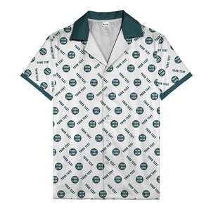 black custom logo circles text white hawaiian shirt