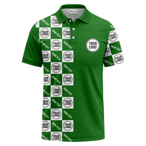 checkerboard repeat logo text black white customizable polo shirt
