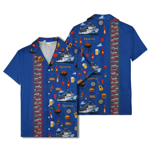 cruise ship grill & refreshments fun cartoon hawaiian shirt for men