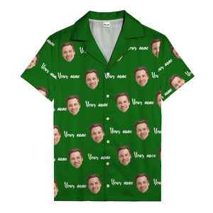 custom face portrait & personalized text repeat hawaiian shirt