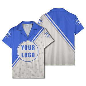 custom logo circles & diagonal stripes minimalist hawaiian shirt for men