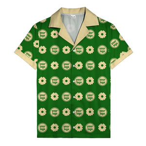 custom logo daisy repeat pattern hawaiian shirt for men