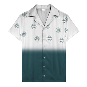 custom logo ombre gradient black white hawaiian shirt