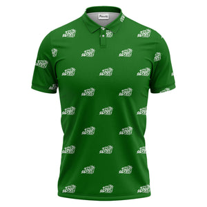 your logo repeat pattern black customizable professional polo shirt
