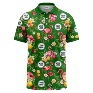 flamingo & lemon watercolor print polo shirt for men