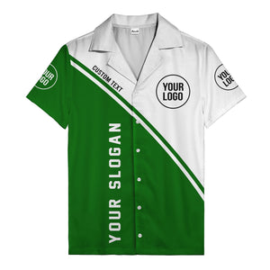 monochrome diagonal stripe custom logo & text hawaiian shirt