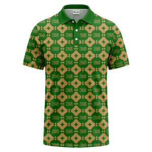 monogrammed gold black diamond repeat luxury polo shirt