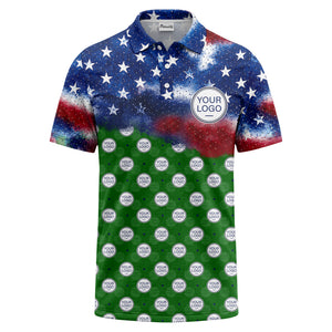 stars & stripes american flag custom logo all over print polo shirt