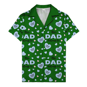 watercolor hearts & custom names hawaiian shirt for dad, navy blue