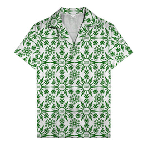 watercolor palm leaf repeat tropical hawaiian shirt for men