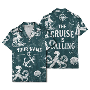 anchor octopus compass nautical adventure hawaiian shirt for men