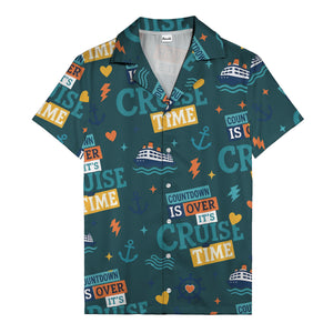 cruise ships & anchors cartoon fun hawaiian shirt for vacation