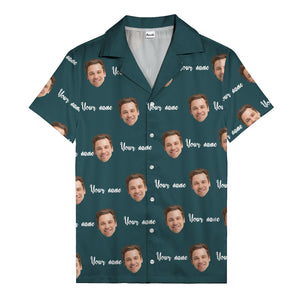 custom face portrait & personalized text repeat hawaiian shirt