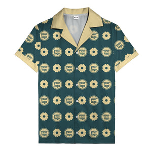 custom logo daisy repeat pattern hawaiian shirt for men
