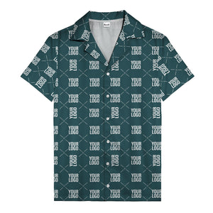 custom logo diamond repeat monochrome hawaiian shirt for men