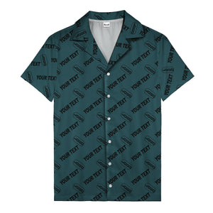 custom logo & editable text repeat pattern black hawaiian shirt