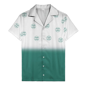 custom logo ombre gradient black white hawaiian shirt