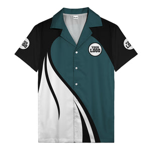 diagonal stripe custom logo retro bowling hawaiian shirt