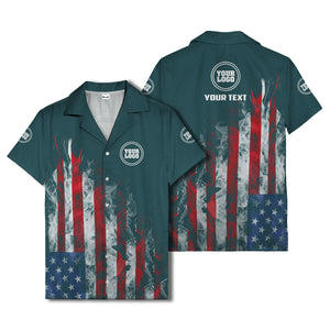 fiery bald eagle & stars stripes hawaiian shirt for men