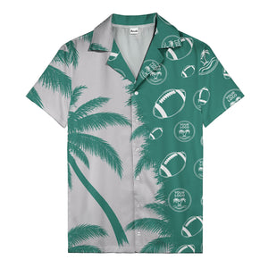 footballs & palm tree silhouettes black white graphic hawaiian shirt
