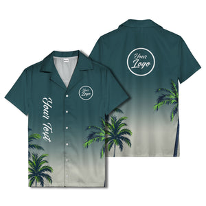 gradient palm tree silhouettes custom text hawaiian shirt for men