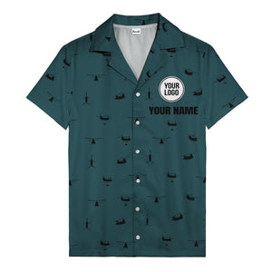 helicopter silhouette repeat military graphic hawaiian shirt for men