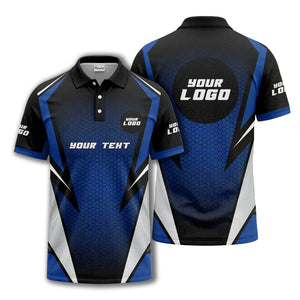 hexagonal grid geometric lines modern tech-inspired polo shirt