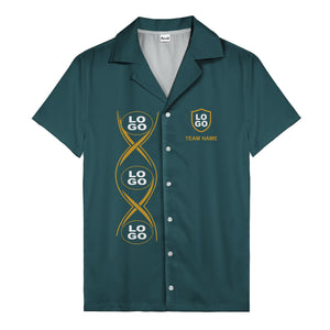 infinity symbol & shield crest black gold hawaiian shirt for men