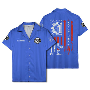 stars & stripes american flag custom logo patriotic hawaiian shirt