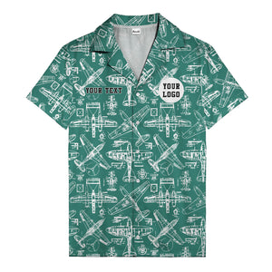 vintage airplane blueprint sketches propeller engine hawaiian shirt