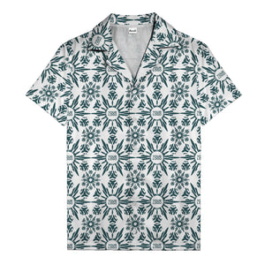 watercolor palm leaf repeat tropical hawaiian shirt for men