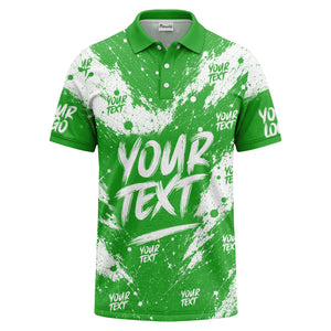 abstract splatter paint with customizable text artistic polo shirt