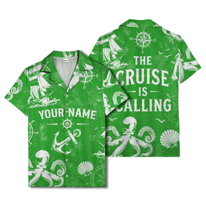 anchor octopus compass nautical adventure hawaiian shirt for men