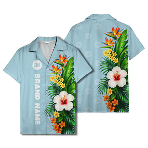 bird of paradise & hibiscus hawaiian shirt with palm leaves