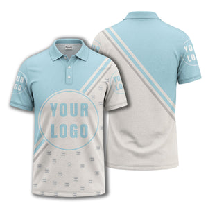 custom logo circles & diagonal stripes all over print polo shirt