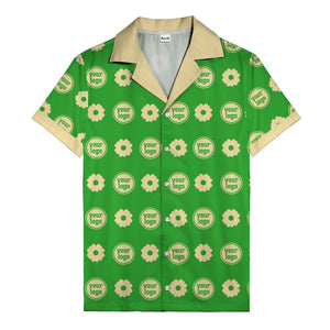 custom logo daisy repeat pattern hawaiian shirt for men