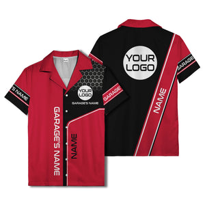 custom logo hexagonal honeycomb automotive hawaiian shirt for men