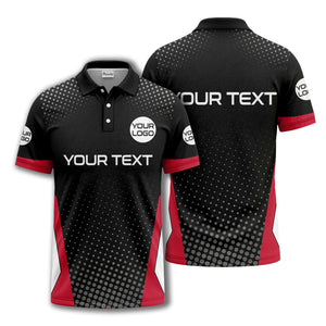 custom logo text overlay polka dot golf polo shirt