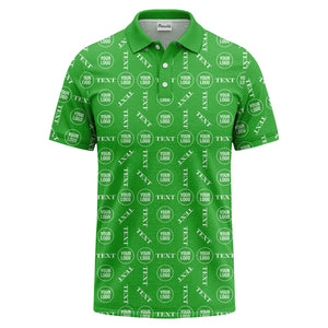 custom logo & text repeat all over print polo shirt