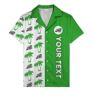 customizable palm tree & personalized text tropical green hawaiian shirt for vacation