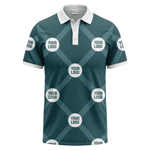 diagonal stripes & repeating custom logo polo shirt for men