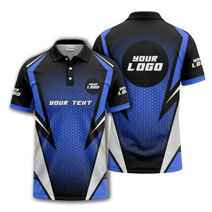 hexagonal grid geometric lines modern tech-inspired polo shirt