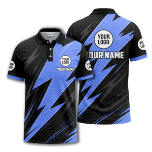 lightning bolt pattern with custom logo and name polo shirt for men