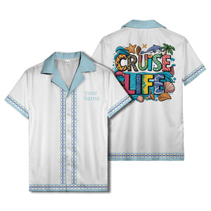retro bowling diamond geometric personalized hawaiian shirt for men