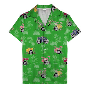 rockin' drum kits & palm trees repeat hawaiian shirt for musicians