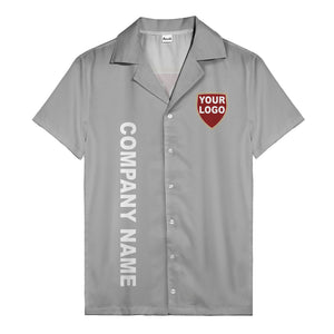 shield logo & vertical text customizable corporate hawaiian shirt