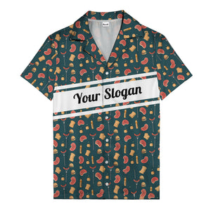 steak sausage burger cartoon grill repeat hawaiian shirt